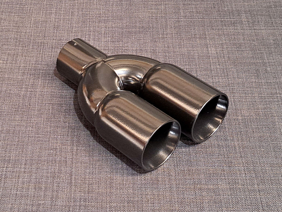 CP2 Twin 3inch Straight-Cut Bevelled Tailpipe - Staggered (Black)