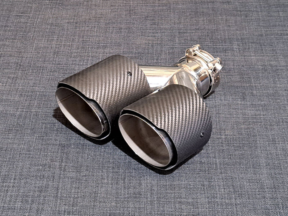 ZTT079R - Twin 4inch Round tailpipe - Slash cut - Carbon - R/H