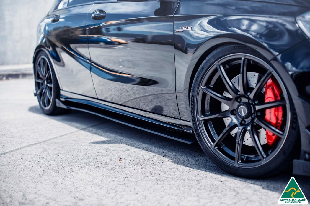 A45 AMG W176 (PFL) Side Skirt Splitters (Pair)-Flow Designs