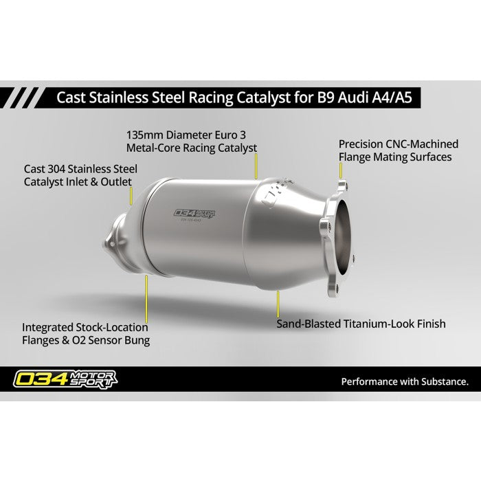 Cast Stainless Steel Racing Catalyst, B9/B9.5 Audi A4/A5 & Allroad 2.0 TFSI
