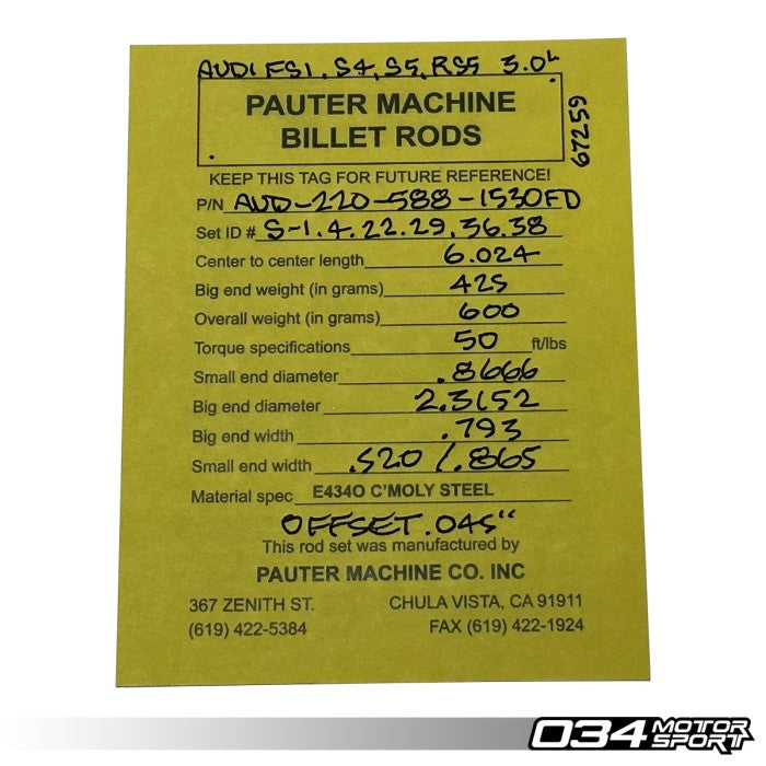 Bottom End Engine Upgrade Package, Audi EA837 3.0T Supercharged Engines