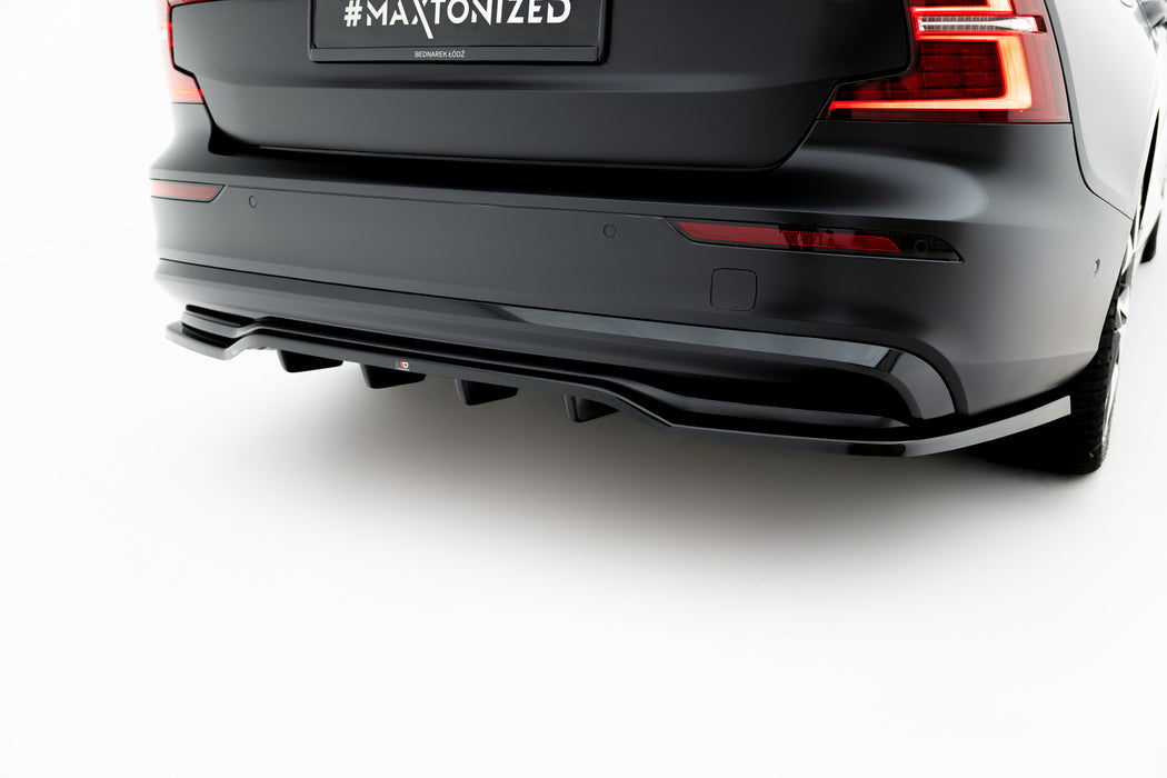 Rear Splitter (with vertical bars) Volvo S60/V60 R-Design Mk3-VO-S60-3F-RDESIGN-RD1GplusRD2G