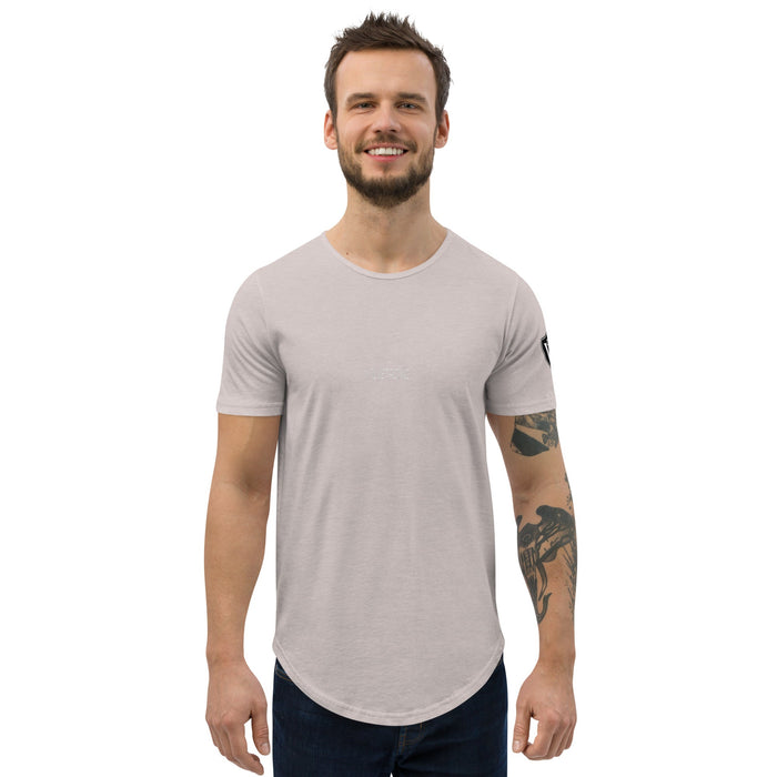 Valvetronic Men's Curved Hem T-Shirt white text - Harrys Euro