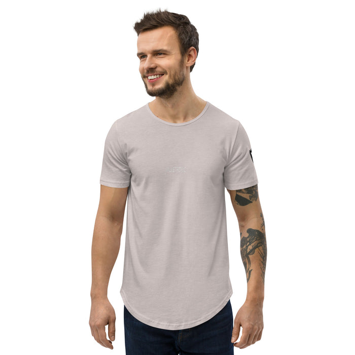 Valvetronic Men's Curved Hem T-Shirt white text - Harrys Euro