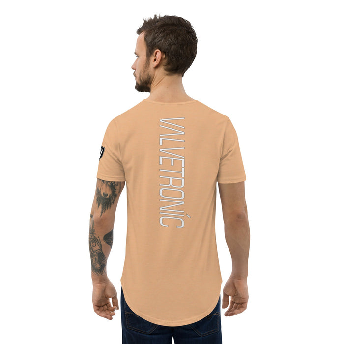 Valvetronic Men's Curved Hem T-Shirt white text - Harrys Euro