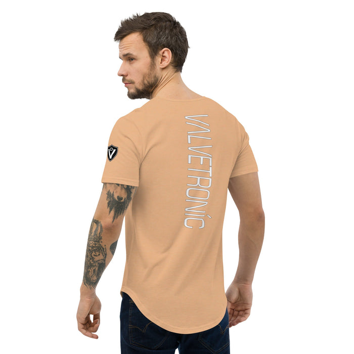 Valvetronic Men's Curved Hem T-Shirt white text - Harrys Euro