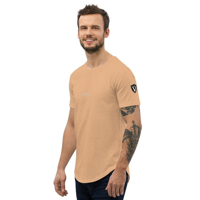 Valvetronic Men's Curved Hem T-Shirt white text - Harrys Euro