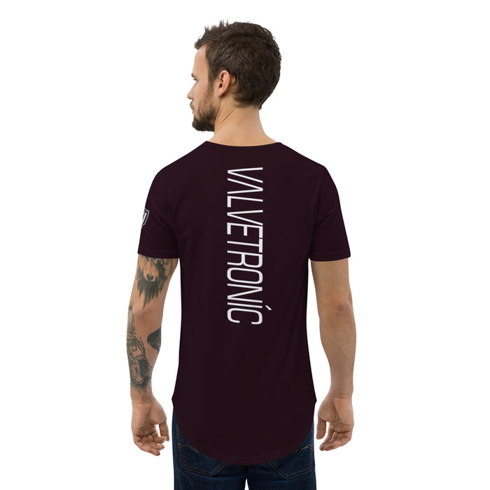 Valvetronic Men's Curved Hem T-Shirt white text - Harrys Euro