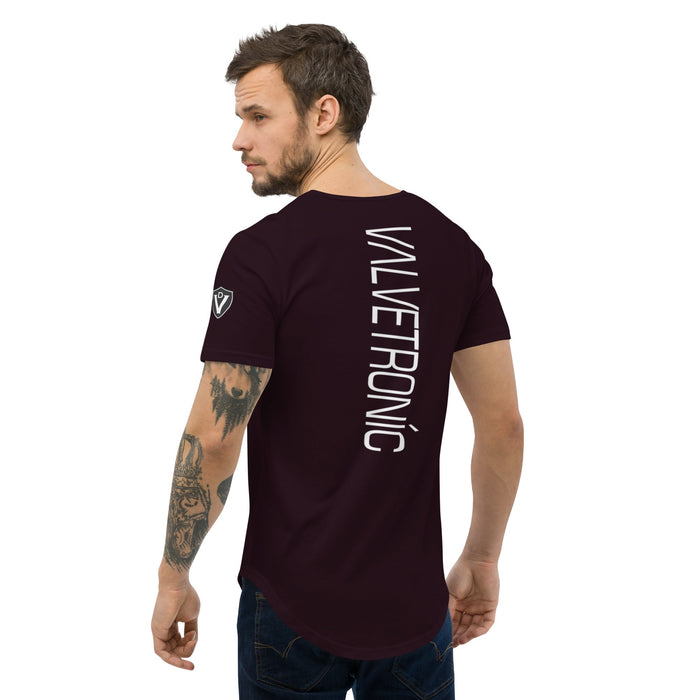 Valvetronic Men's Curved Hem T-Shirt white text - Harrys Euro