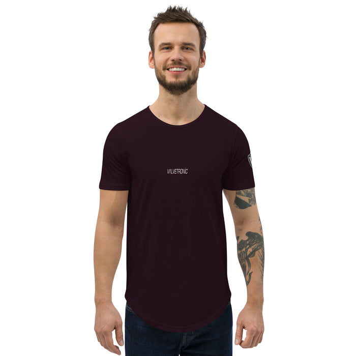 Valvetronic Men's Curved Hem T-Shirt white text - Harrys Euro