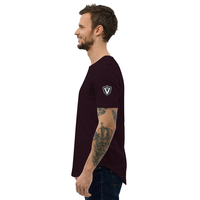 Valvetronic Men's Curved Hem T-Shirt white text - Harrys Euro