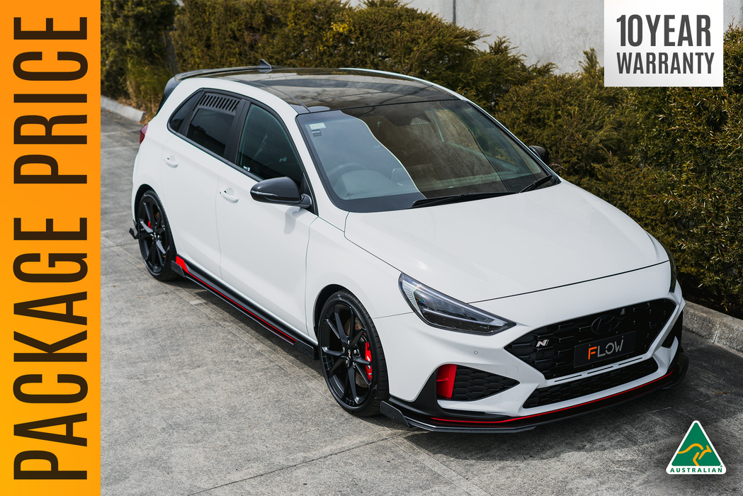 i30N Hatch PDE V6 FL2 2025 Full Lip Splitter Set-Flow Designs