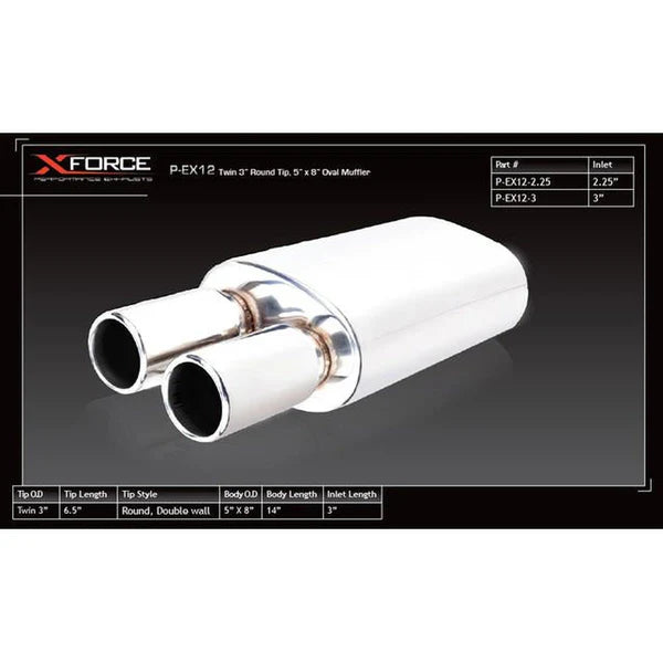 UNIVERSAL TWIN TIP MUFFLER EXHAUST 3.0 Inch INLET