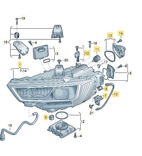 LED HEADLIGHT CONTROL | LEFT | 8V0998473B
